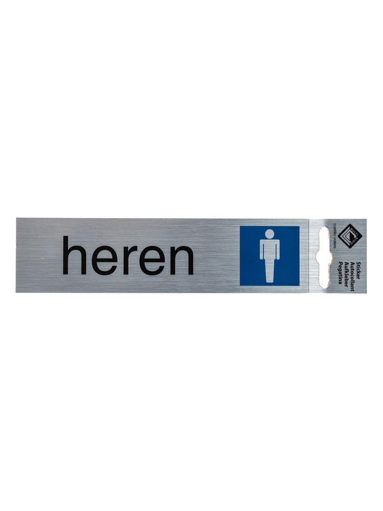 Pictogram 1 ZK deurbord heren 17x4,4 cm aluminium look