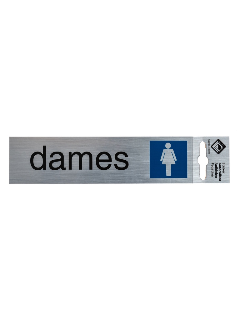 Pictogram 2 ZK deurbord dames 17x4,4 cm aluminium look