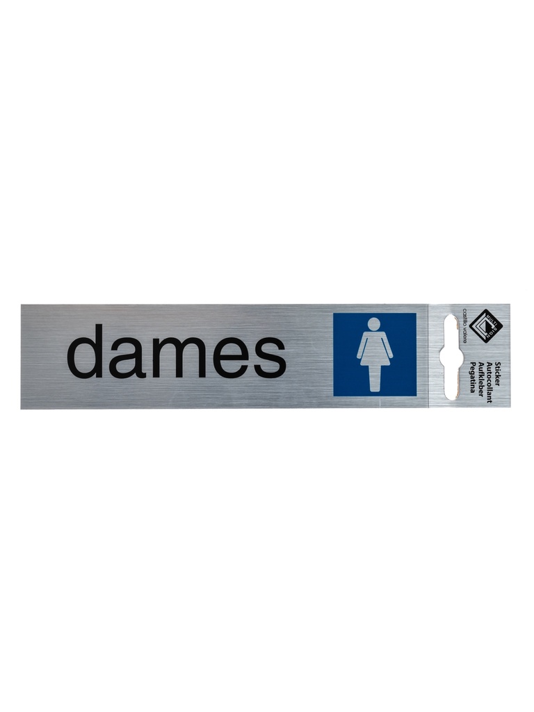 ZK deurbord dames 17x4,4 cm aluminium look
