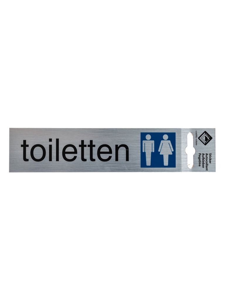 Pictogram 3 ZK deurbord toiletten 17x4,4 cm aluminium look