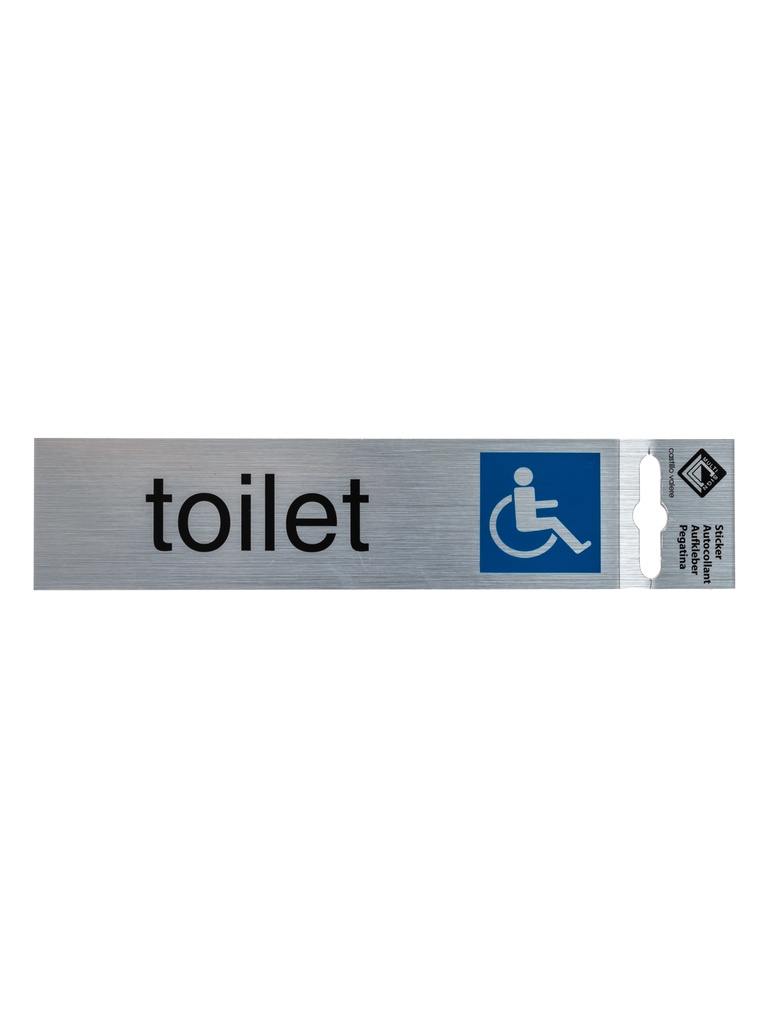 Pictogram 4 ZK deurbord toilet rolstoelgebruikers 17x4,4 cm aluminium look