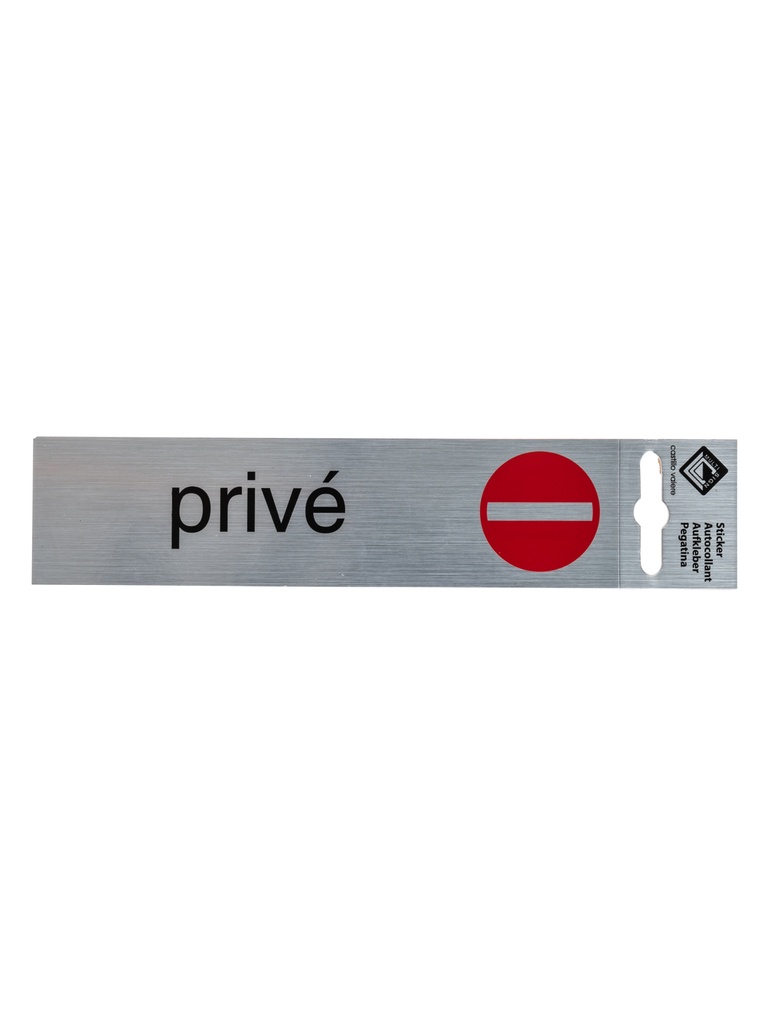 Pictogram 9 ZK deurbord privé 17,x4,4 cm aluminium look