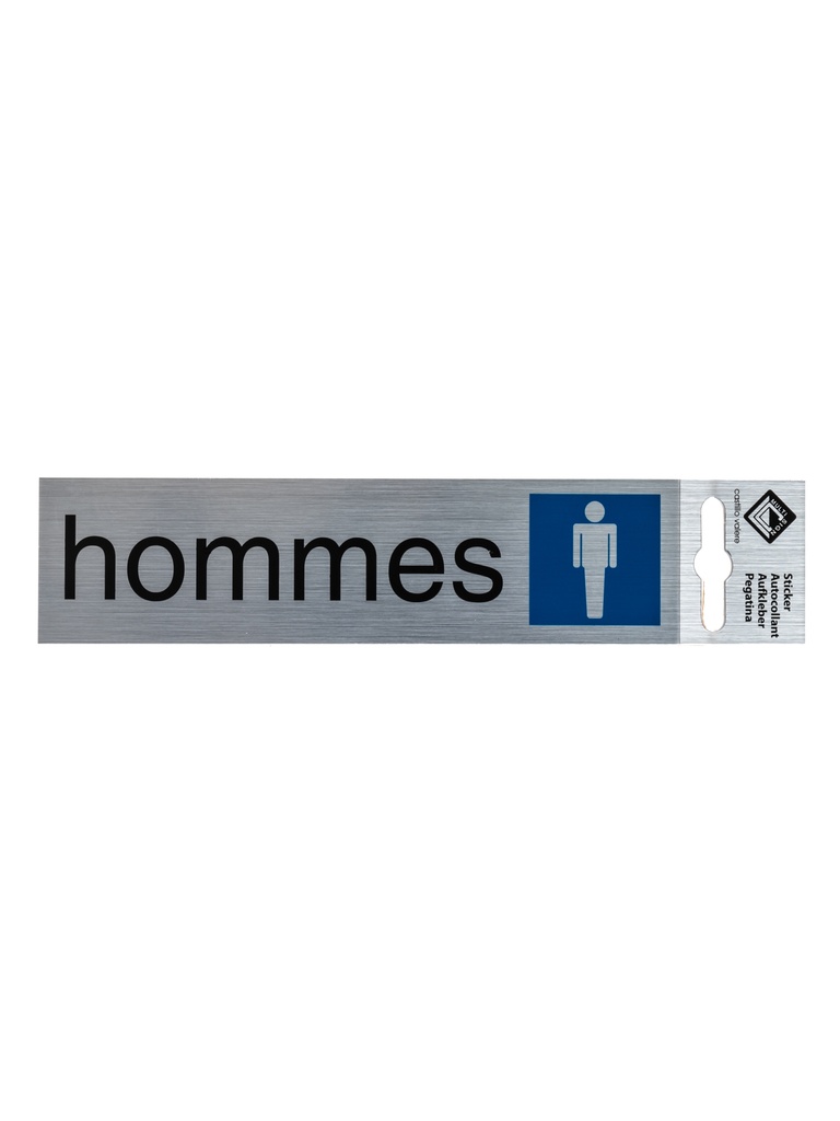 [11 / 99al17th] Pictogramme 11 autocollant Toilettes hommes 17x4,4 cm aluminium look