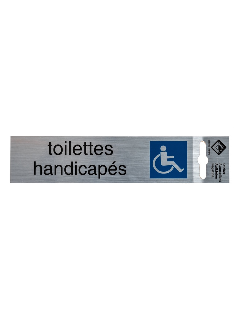 Pictogram 14 ZK deurbord toilettes handicapés 17x4,4 cm aluminium look