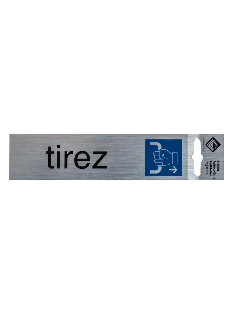 Pictogram 15 ZK deurbord tirez 17x4,4 cm aluminium look