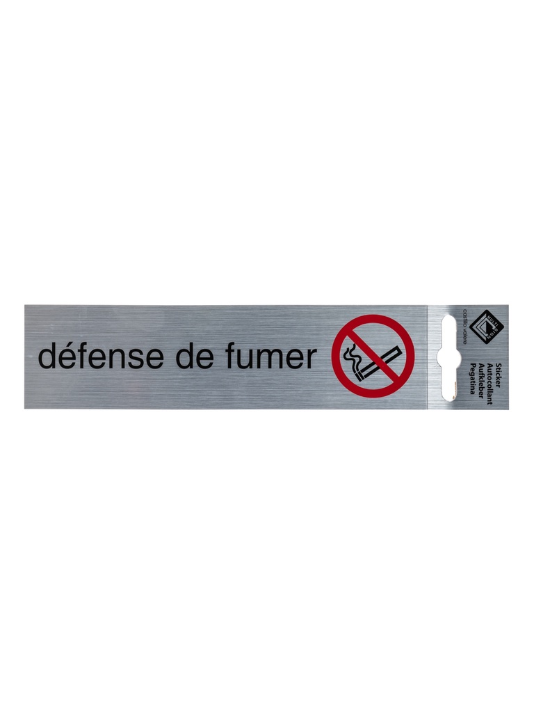 Pictogram 18 ZK deurbord défense de fumer 17x4,4 cm aluminium look