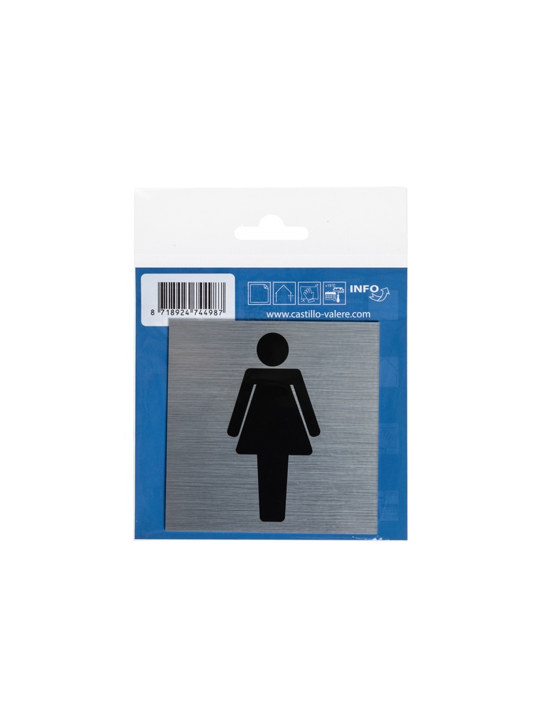 Pictogram 26 ZK pictogram dames 8,5x8,5 cm aluminium look