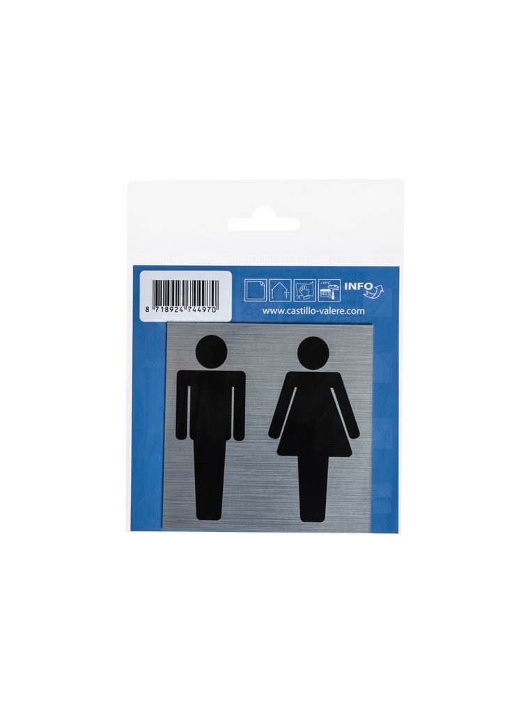 AC Pictogramme femmes&hommes  8,5x8,5 cm look aluminium