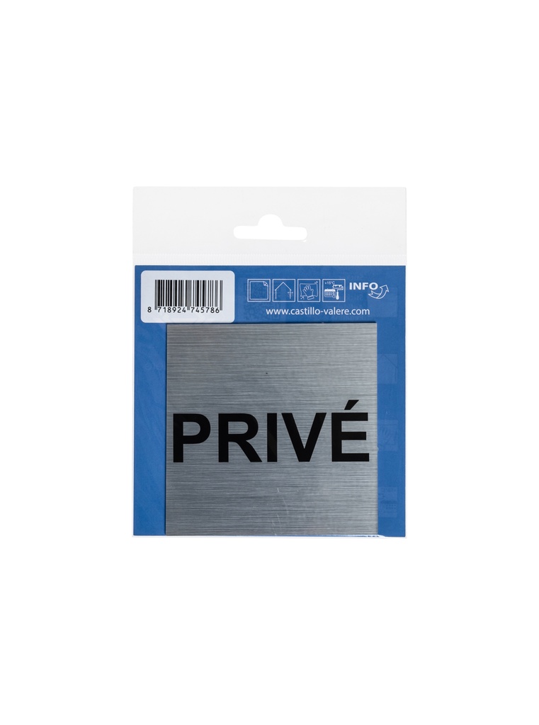 AC Pictogramme privé 8,5x8,5 cm look aluminium