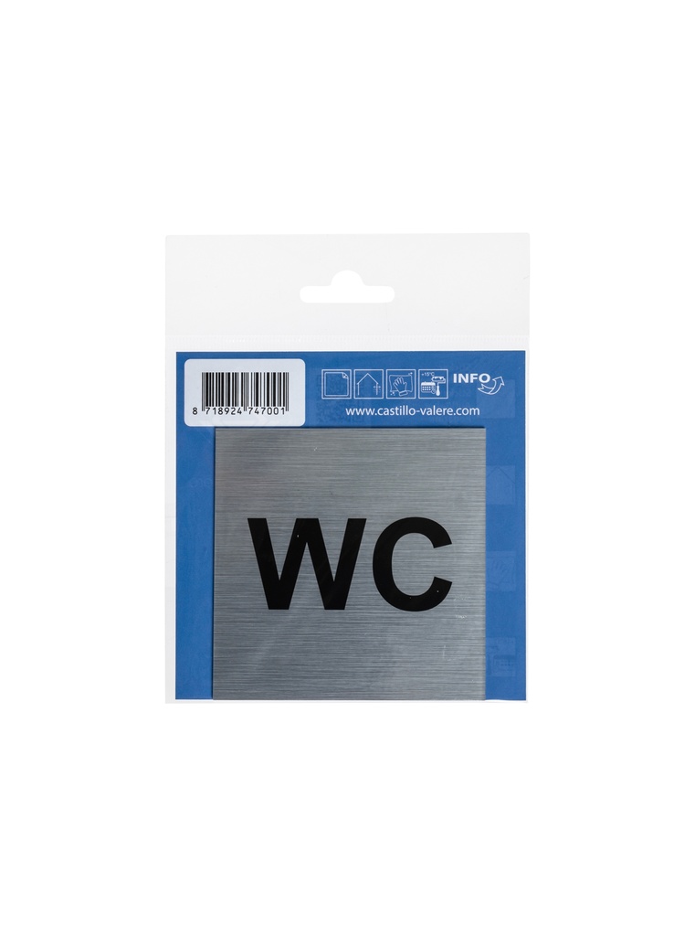 AC Pictogramme wc 8,5x8,5 cm look aluminium