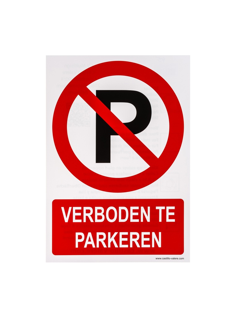 Picto verboden te parkeren 23x33cm sticker
