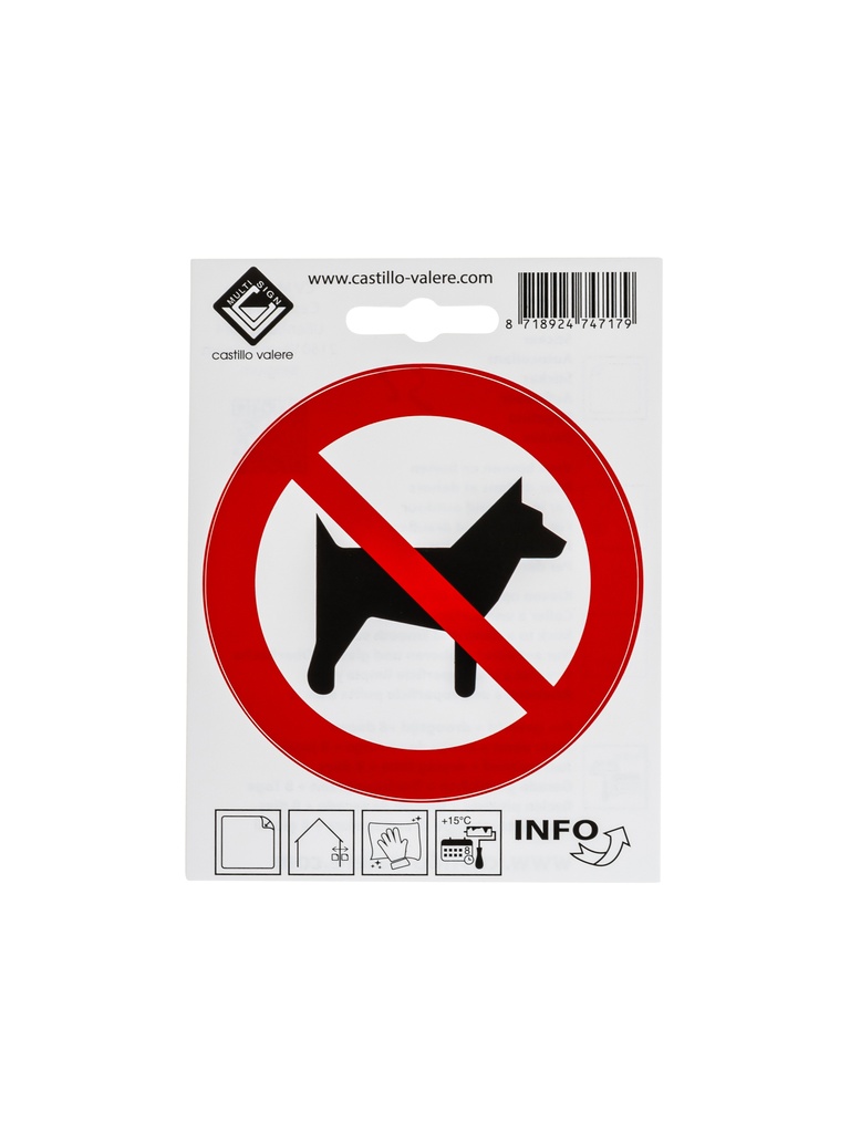 Pictogramme interdit aux chiens 10cm