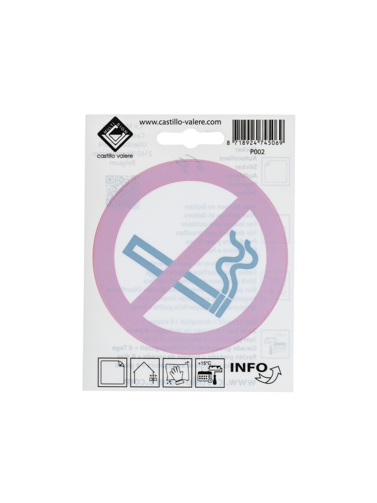 Pictogram 64 Zelfklevend pictogram verboden te roken 10x10cm achter glas