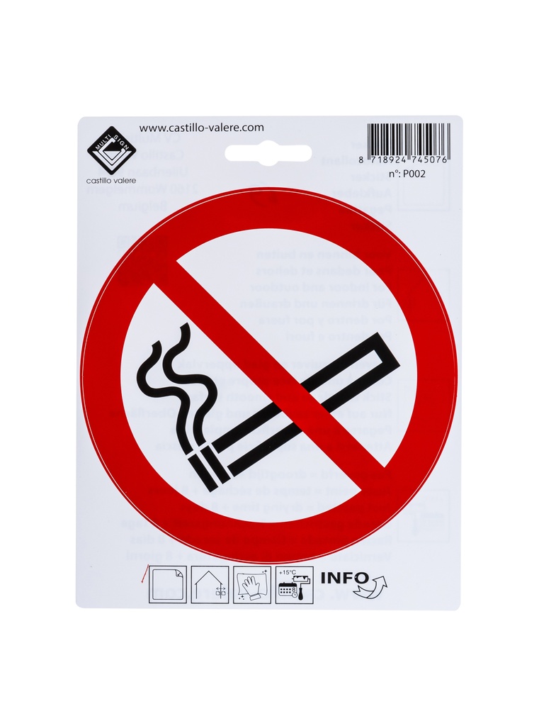 Pictogram 69 Zelfklevend pictogram verboden te roken 15cm