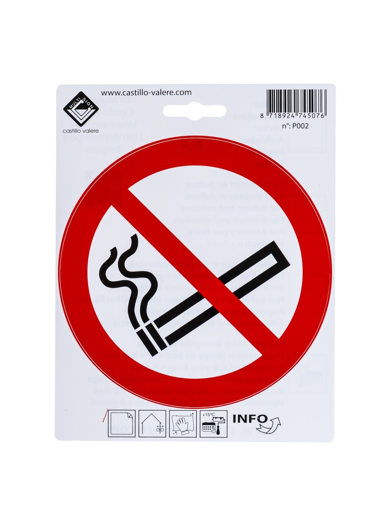 Zelfklevend pictogram verboden te roken 15cm