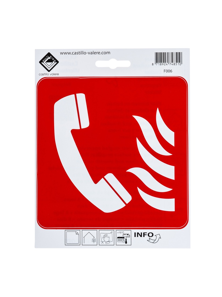 Pictogramme téléphone pour alarme d'incendie 15cm