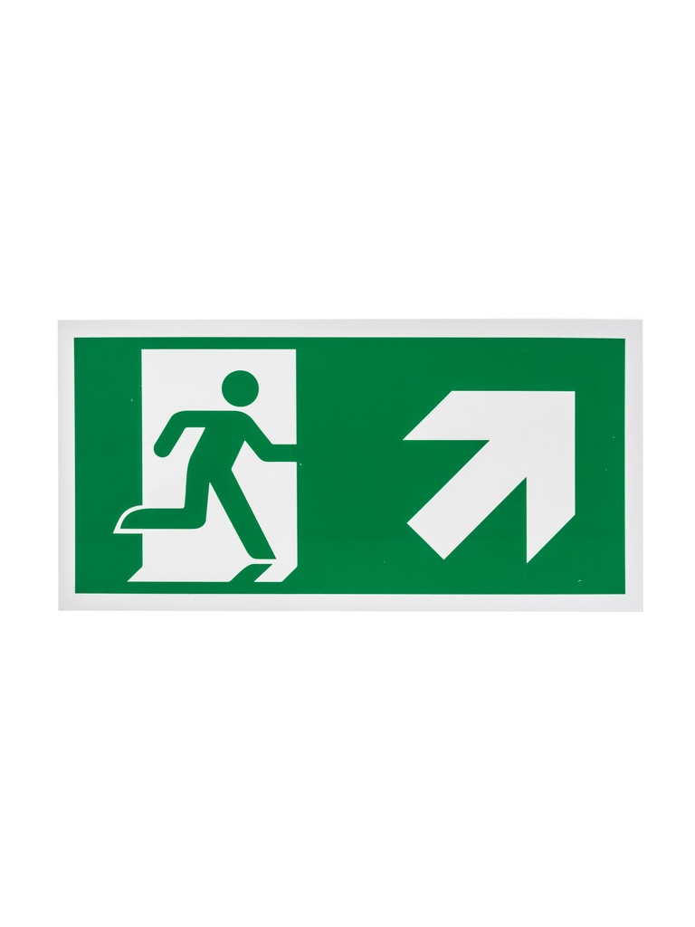 Bord nooduitgang rechtsboven 15x30 cm