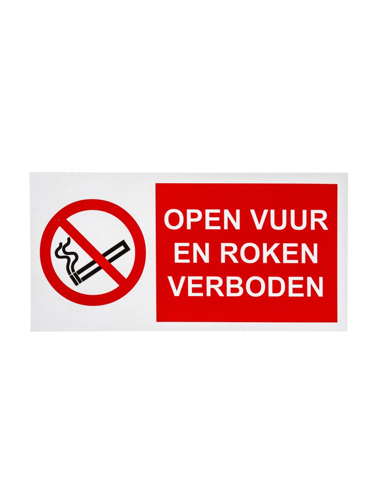 Pictogram 106 Bord verbod roken en open vuur 15x30 cm