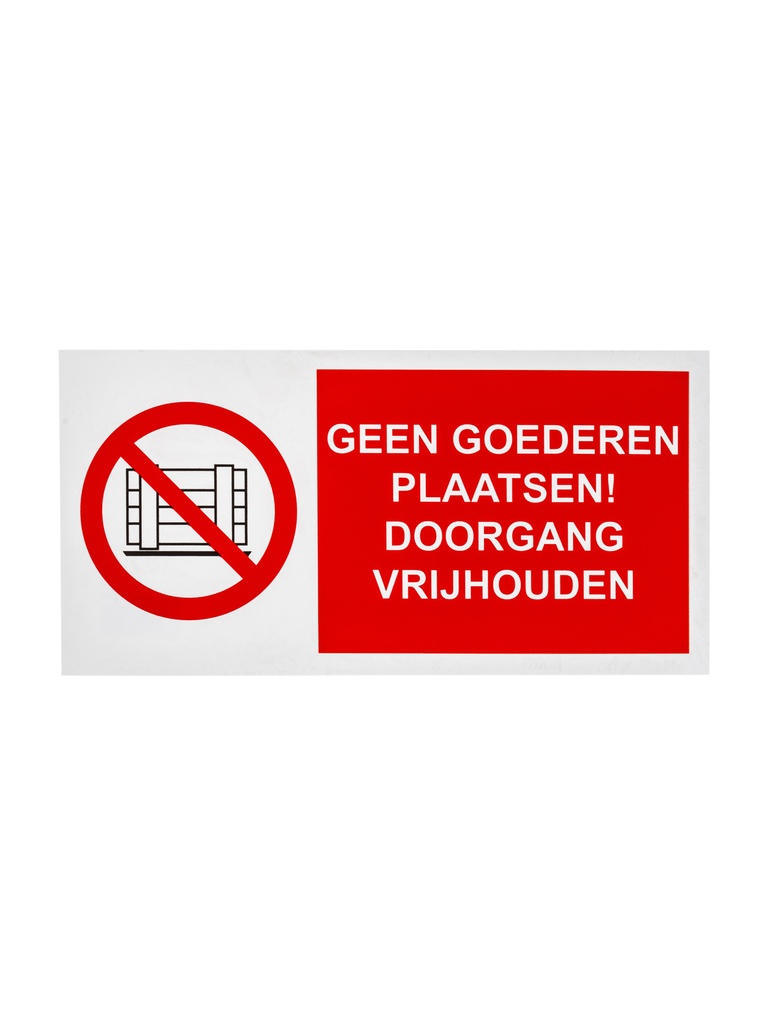 Pictogramme 107 panneau geen goederen plaatsen 15x30 cm