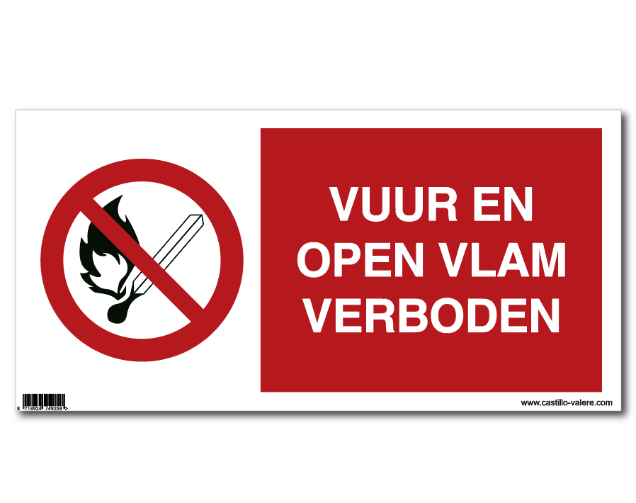 Bord interdit flamme 15x30 cm