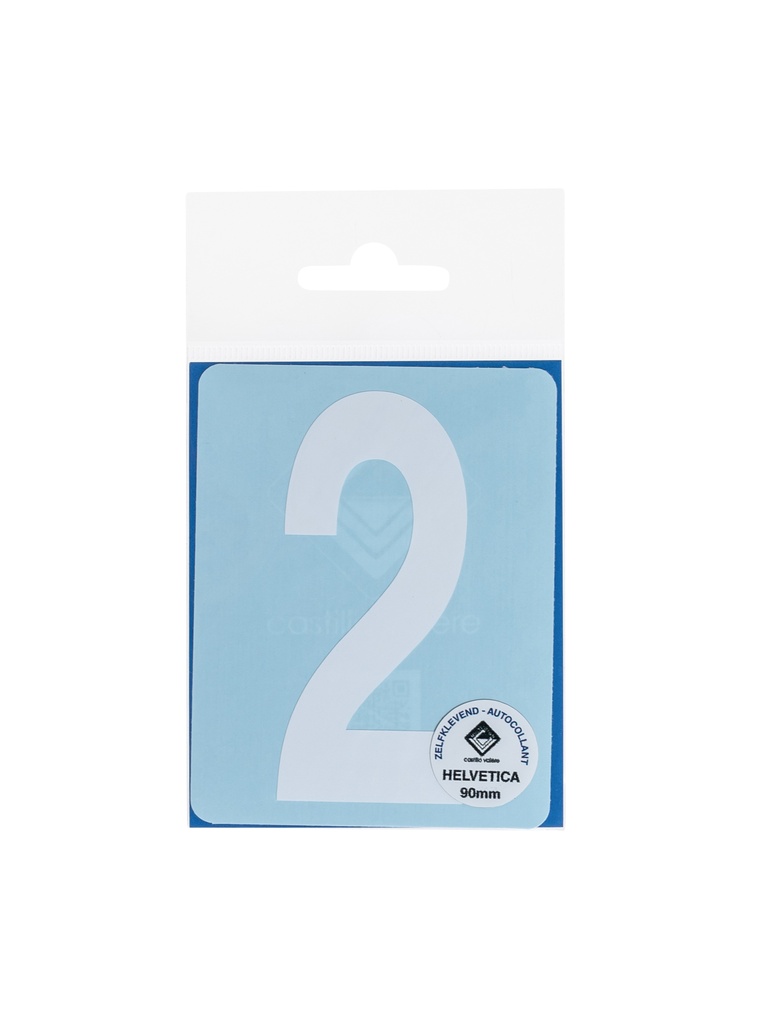 Pictogramme 130 Chiffre autocollant 2 90mm blanc mat