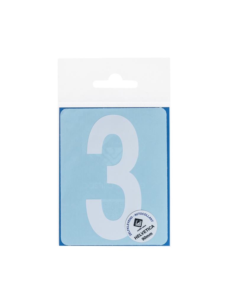 Pictogramme 131 Chiffre autocollant 3 90mm blanc mat