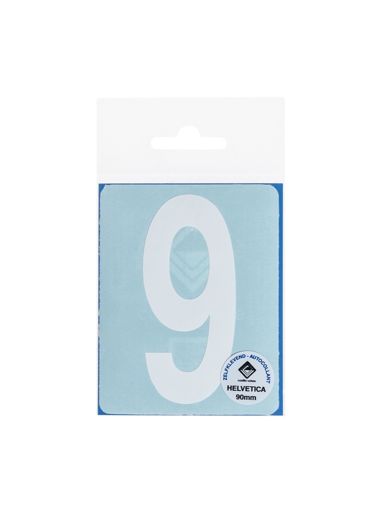 Pictogramme 137 Chiffre autocollant 9 90mm blanc mat