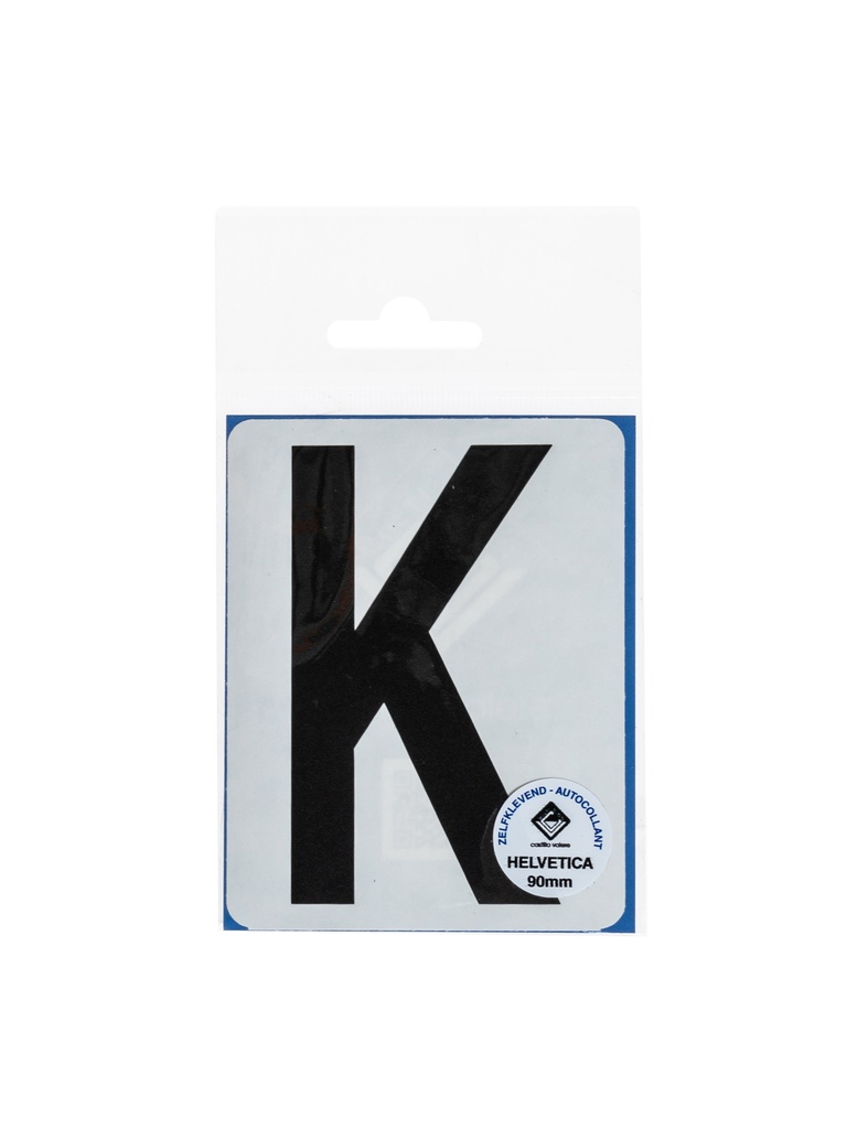 [164 / 99plak90k] Plakletter K 90mm zwart mat