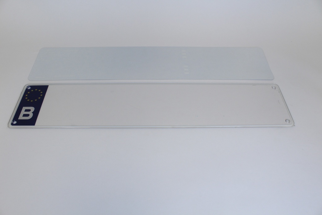 [EURNLAND520] Plaque d'immatriculation BE Plexi 520x110 Agricole (film + plexi) 