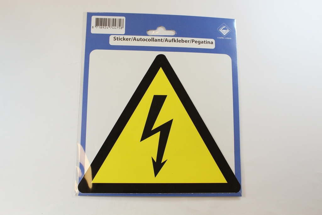 99VELEKGEVAAR Picto vinyl opgepast elektrische gevaar 150x150mm NR 207