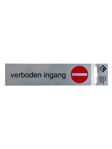 [7 / 99al17gd] Pictogram 7 ZK deurbord geen doorgang 17x4,4 cm aluminium look