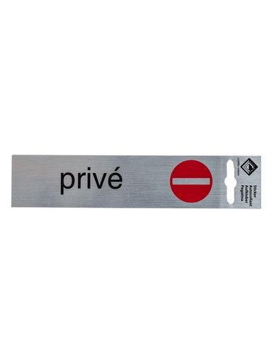 [9 / 99al17prive] Pictogram 9 ZK deurbord privé 17,x4,4 cm aluminium look