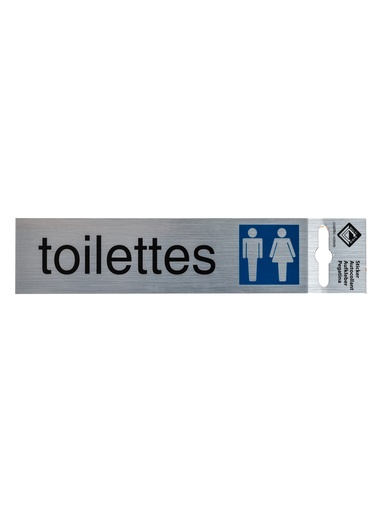 [13 / 99al17toilettes] Pictogramme 13 autocollant  Toilettes 17x4,4 cm aluminium look