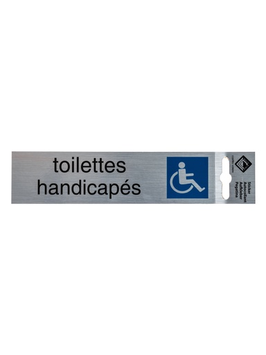 [14 / 99al17th] Pictogramme 14 autocollant Toilettes handicapés 17x4,4 cm aluminium look