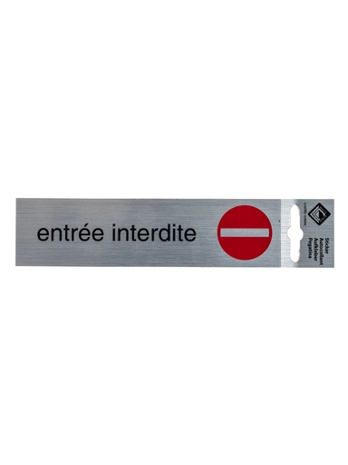 [17 / 99al17ei] Pictogram 17 ZK deurbord entrée interdite 17x4,4 cm aluminium look