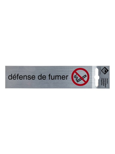 [18 / 99al17ddf] Pictogramme 18 Défense de fumer 17x4,4 cm aluminium look