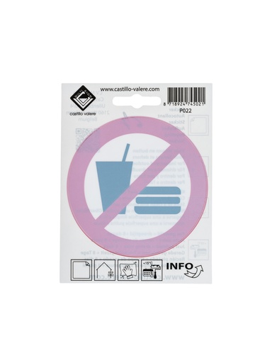 [67 / 99v10cvag] Zelfklevend pictogram consumpties verboden 10x10 cm achter glas