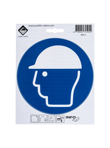[73 / 99v15vhelmv] Zelfklevend pictogram veiligheidshelm verplicht 15cm
