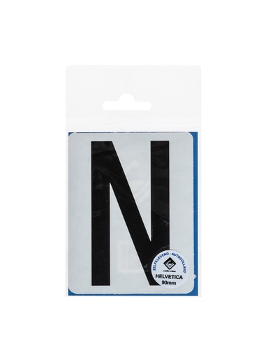 [167 / 99plak90n] Plakletter N 90mm zwart mat